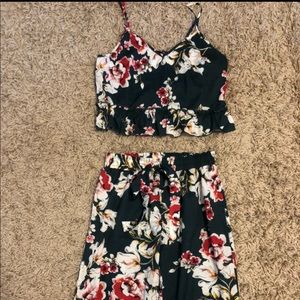 Two piece floral jumpsuit